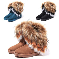 Women Fur Boots Ladies Winter Warm Ankle Boots For Women Snow Shoes Style Round-toe Slip On Female Flock Snow Boot Ladies Shoes