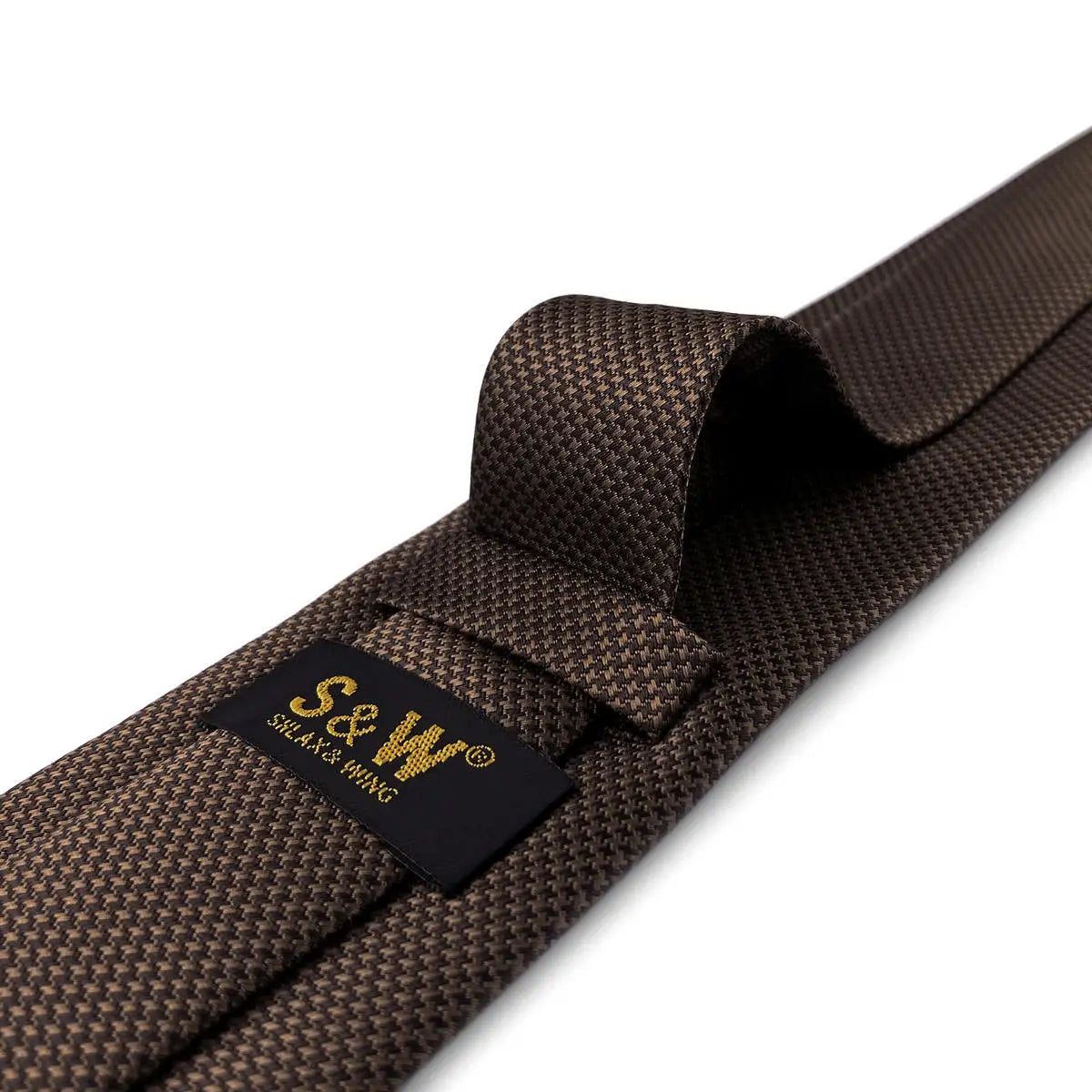 U27 Brown Houndstooth Necktie Set Handmade Wedding Fashion Extra Long Size Classic Ties for Mens Hanky