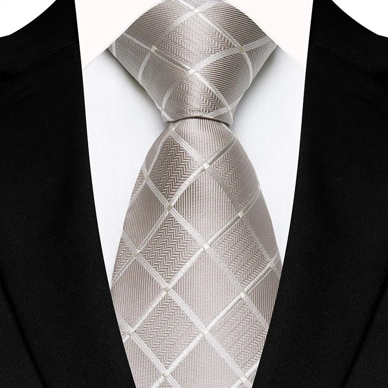 Luxury 8CM Mens Necktie Plaid & Checks Ties For Man Groom Groomsman Jacquard Woven Ascot Formal Business Party Accessories