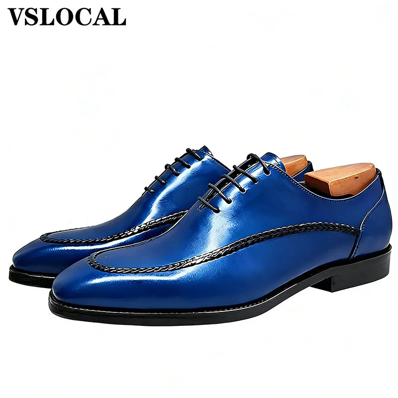 Luxury Men Leather Shoes Lace Up Pointed Toe Weaving Decoration Black Oxfords Mens Dress Shoes Wedding Office Shoes Men