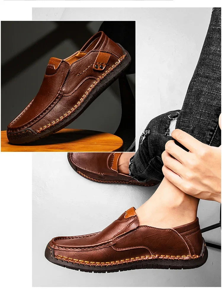 Mens Loafers Breathable Slip on Italian Driving Shoes Chaussure Homme Genuine Leather Men Handmade Casual Shoes