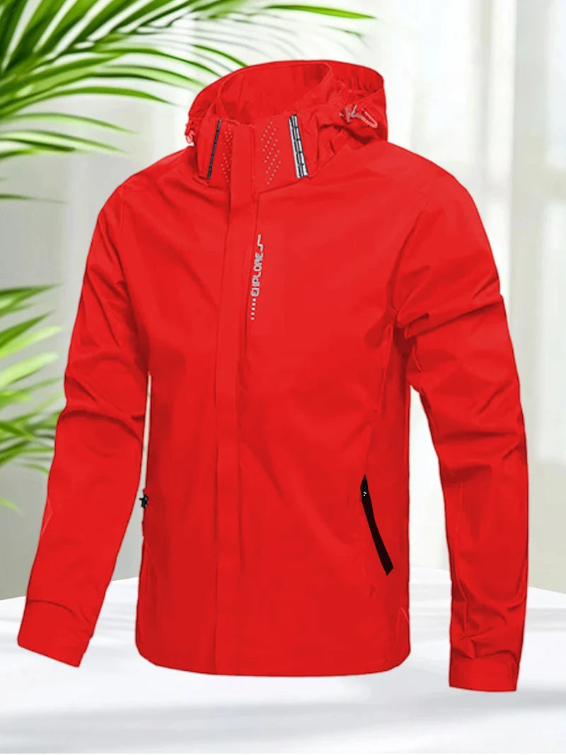 Waterproof Jacket Men Outdoor Windbreaker Jacket Removable Hooded Full Zip Coats Men Lightweight Softshell Outerwear Spring Fall