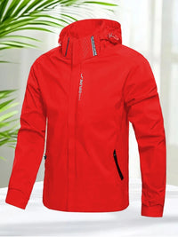 Waterproof Jacket Men Outdoor Windbreaker Jacket Removable Hooded Full Zip Coats Men Lightweight Softshell Outerwear Spring Fall