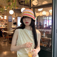 Women's Foldable Straw Hat Summer Outdoor Beach Travel Fisherman Hat Sunscreen UV Protection Sunhat Wide Brim Panama Bucket Caps