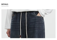 Fashion Men's Straight Jeans 2025 Autumn New Elastic Waist Retro Distressed Washed Jeans Men's Straight Casual Pants