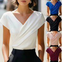 2026 Summer New Style for Women, Slim, Comfortable and Versatile Cross V-neck Short-sleeved Tops for Women