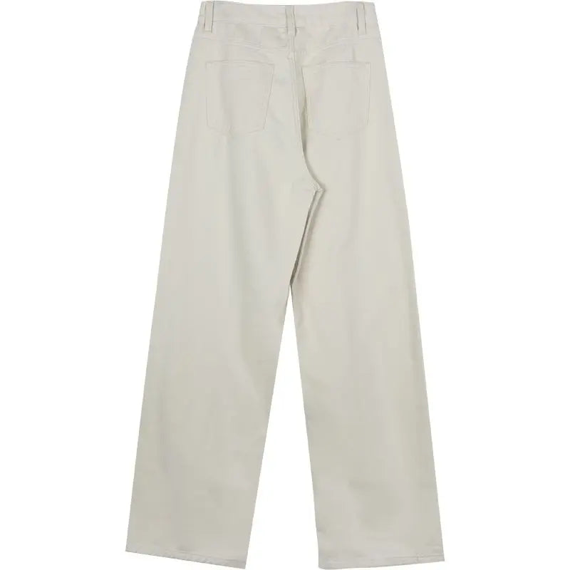 Beige Jeans Women Trendy European Style Loose Casual High Waist Spring All-match Streetwear Ins Hotsweet Simple New Full Length