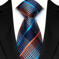 New Design Plaid & Checks 8cm Tie Red Blue Jacqurd Weave Neckties For Men Business Wedding Cravat Accessories Neck Ties Gifts