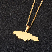 Fashion Jamaica Map Pendant Necklace for Women Men Gold Color Jamaicans Party Engagement Annivers Stainless Steel Jewelry Gifts