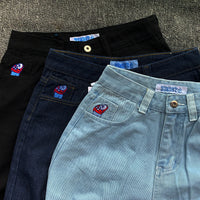 Y2K Embroidery Baggy Boy Jeans Women Streetwear Gothic Cartoon Blue Straight Jeans Retro Punk Rock High Waist Denim Trousers