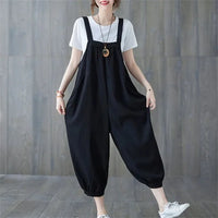 Casual Rompers For Women 2026 New Summer Large Size Korean Loose Harlan Jumpsuit Pants Solid Ladies Suspender Overalls L-5XL