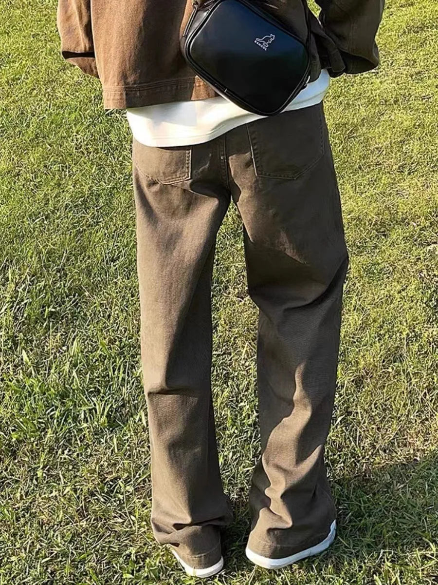 New American Casual Retro Straight Jeans for Men's Niche Loose Trousers Trendy