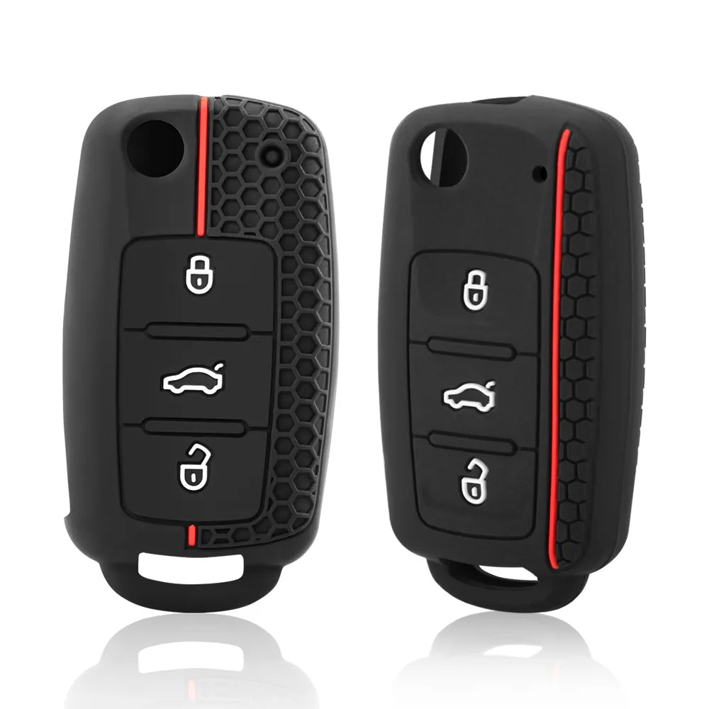 Car Key Case for VW Golf Jetta POLO for Skoda Yeti Superb Rapid Octavia for SEAT Leon Ibiza 3 Button Silicone Key Cover