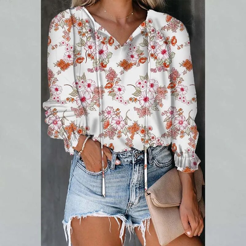 Floral Blouse Designer Shirts For Women Elegant And Vintage Women's Blouses Clothing With Free Shipping Beautiful Lady Blouses