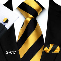 Business Mens Tie Luxury Striped 8cm NeckTie Pocket Square Cufflinks Set For Men Formal Fashion Wedding High Quality Gravata
