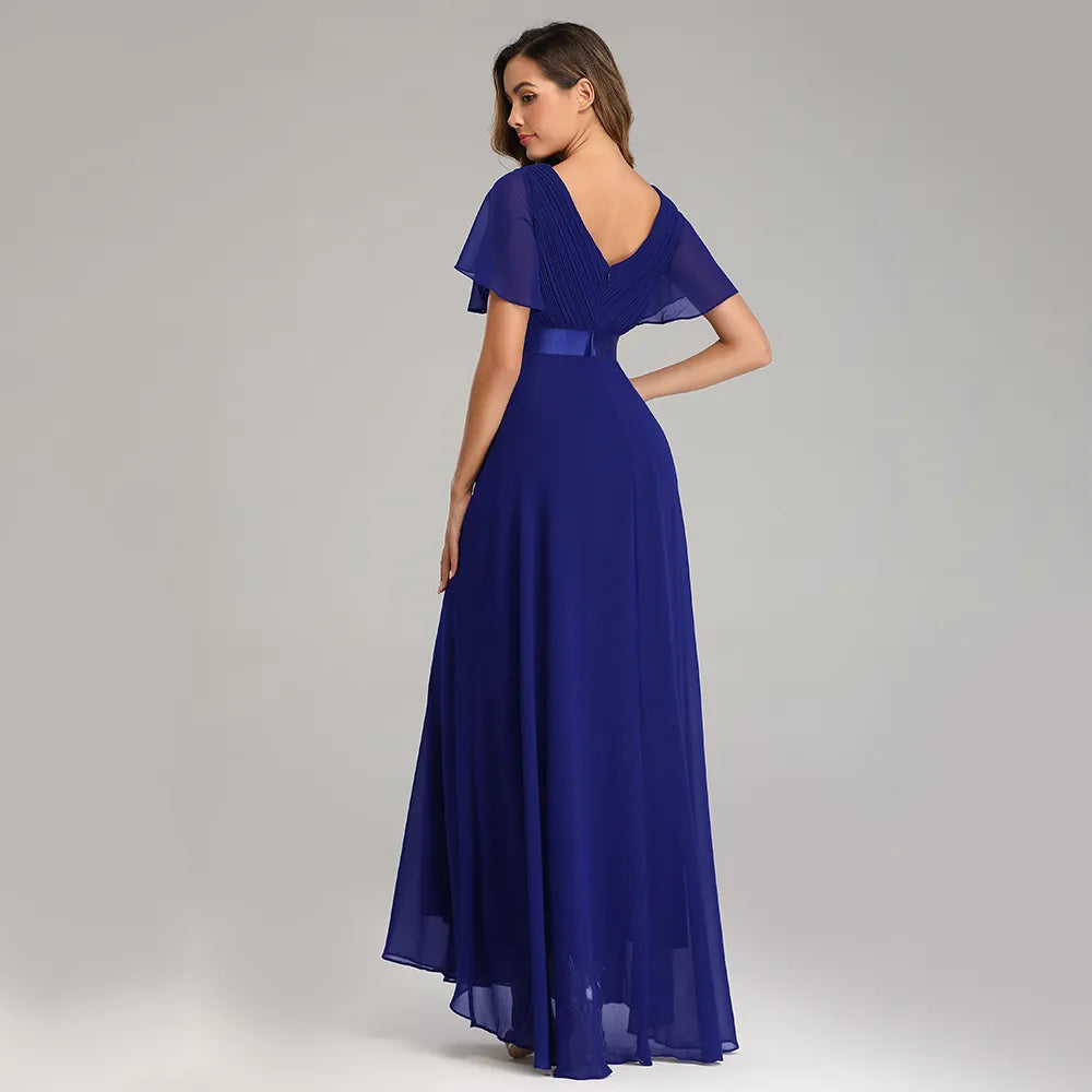 Evening Dresses XUCTHHC Elegant V-Neck Ruffles Chiffon Formal Evening Gown  Robe Vestidos De Fiesta Dress for Wedding Party