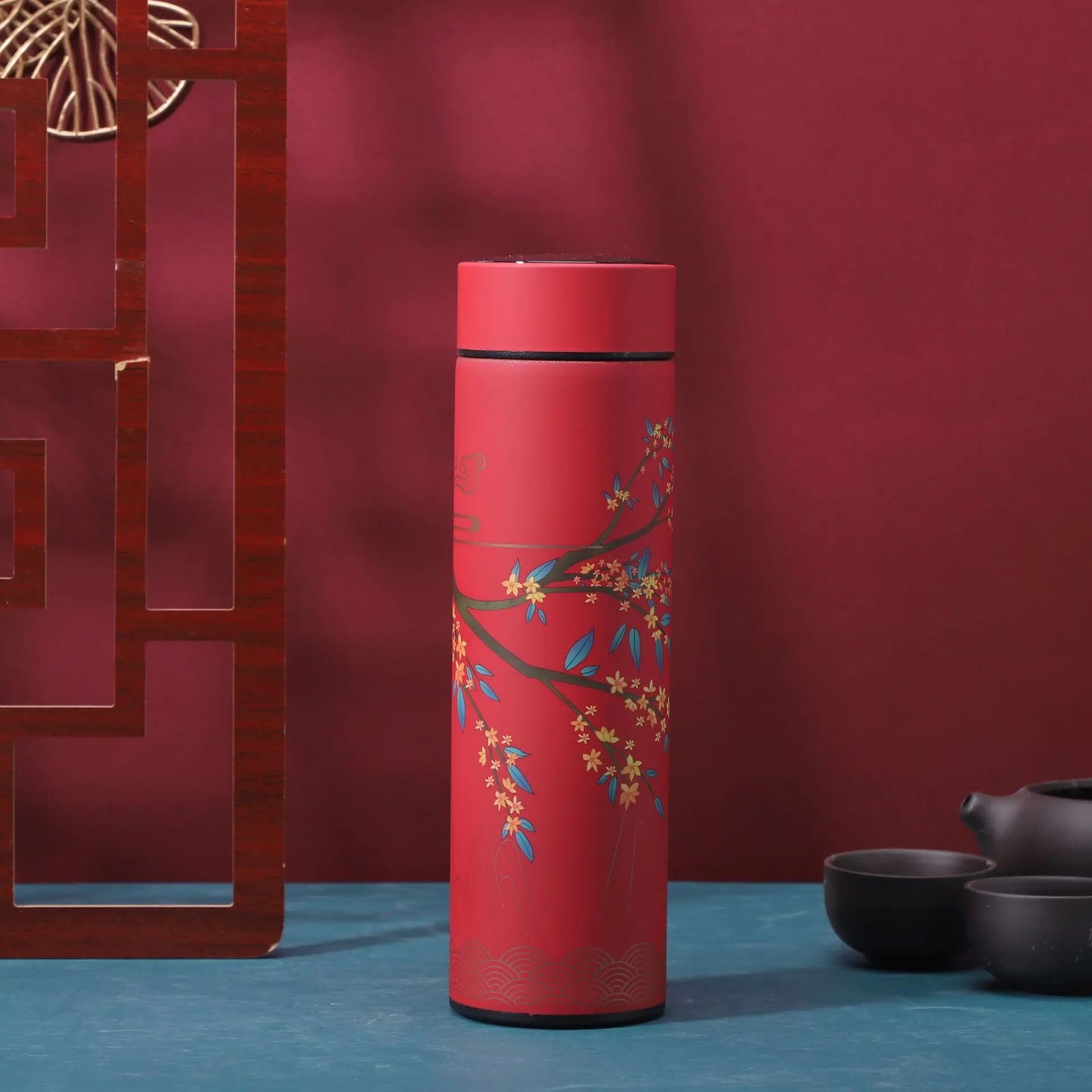 1pc Retro intelligence 304 Stainless Steel Insulated Cup, Chinese Style Trend, Creative Water Cup, Kitchen Supplies