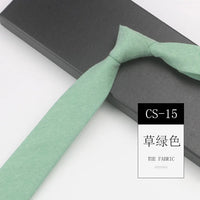 Classic 6cm Solid Navy Brown Neckties For Men Narrow Soft Cotton Neck Ties Casual White Tie Club Party Shirt Accessories Cravat