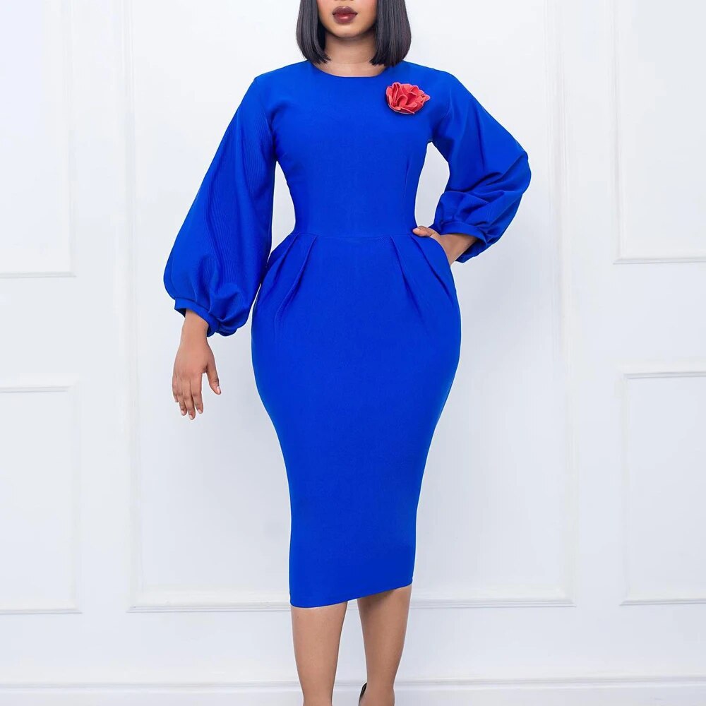 Fall Church Dress for Women 2023 New Arrivals Dresses Elegant Lantern Long Sleeve Ladies Knee Length Formal Festival Midi Dress