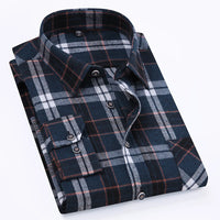 S-11XL Plaid Flannel Shirts For Men's Long Sleeve Cotton Fashion Design Young Casual Standard-Fit Thick Man Shirt Blouse Clothes