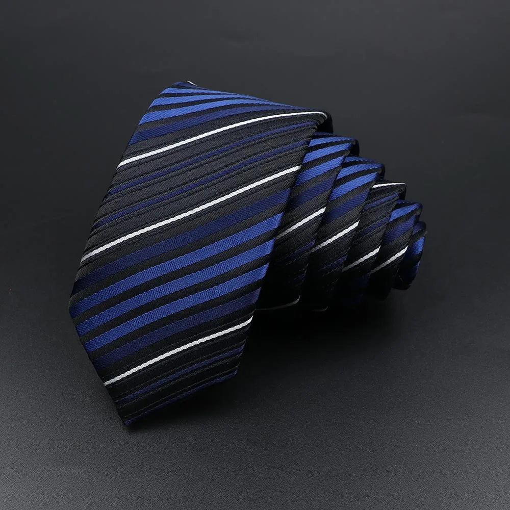 Men's Classic Skinny Stripe Necktie Red Navy Blue Ties Jacquard Woven Solid Plaid Dots Tie Daily Wear Cravat Wedding Party Gift