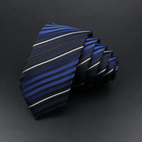 Men's Classic Skinny Stripe Necktie Red Navy Blue Ties Jacquard Woven Solid Plaid Dots Tie Daily Wear Cravat Wedding Party Gift