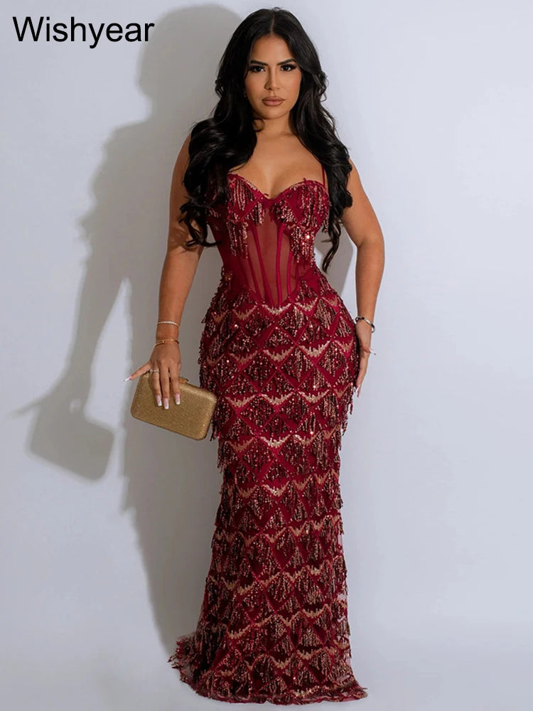 Holiday Dress Women Sexy Formal Patchwork Tassel Sequins Backless Spaghetti Strap Long Dress Dresses(Black/XL) Holiday Dress Women Sexy Formal Patchwork Tassel Sequins Backless Spaghetti Strap Long Dress Dresses(Black/XL)