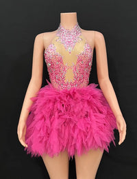 Bar ds Korean women's club nightclub pink diamond conjoinedgogo sexy hot dance interactive Kpop costume set X006