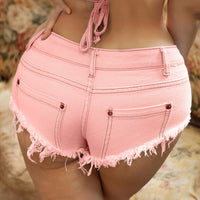 2025 New Women Sexy Ripped Low Waist Candy Color Jeans Denim Shorts Ropa De Mujer