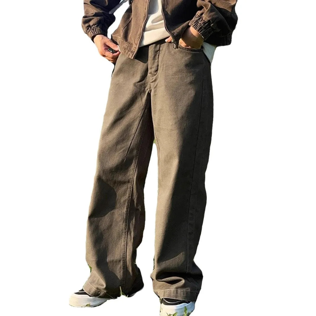 New American Casual Retro Straight Jeans for Men's Niche Loose Trousers Trendy