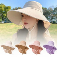 Outdoor Sun Bucket Hat for Women Girls Wide Brim Sun Hat Women Anti-UV Protection Hiking Fisherman Cap Neck Protection Sun Visor