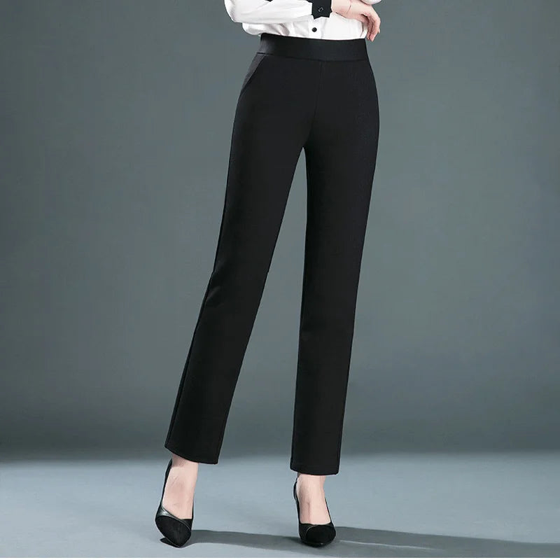 Ladies Casual Leggings Elastic High Waist Work Pants Fat Man Trousers Spring Summer Commuter Dress Trousers Straight Pants