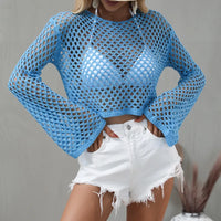 Crochet Hollow Out Smock Tops 20223 New Autume Pullover Knitted Sweater Tops For Ladies