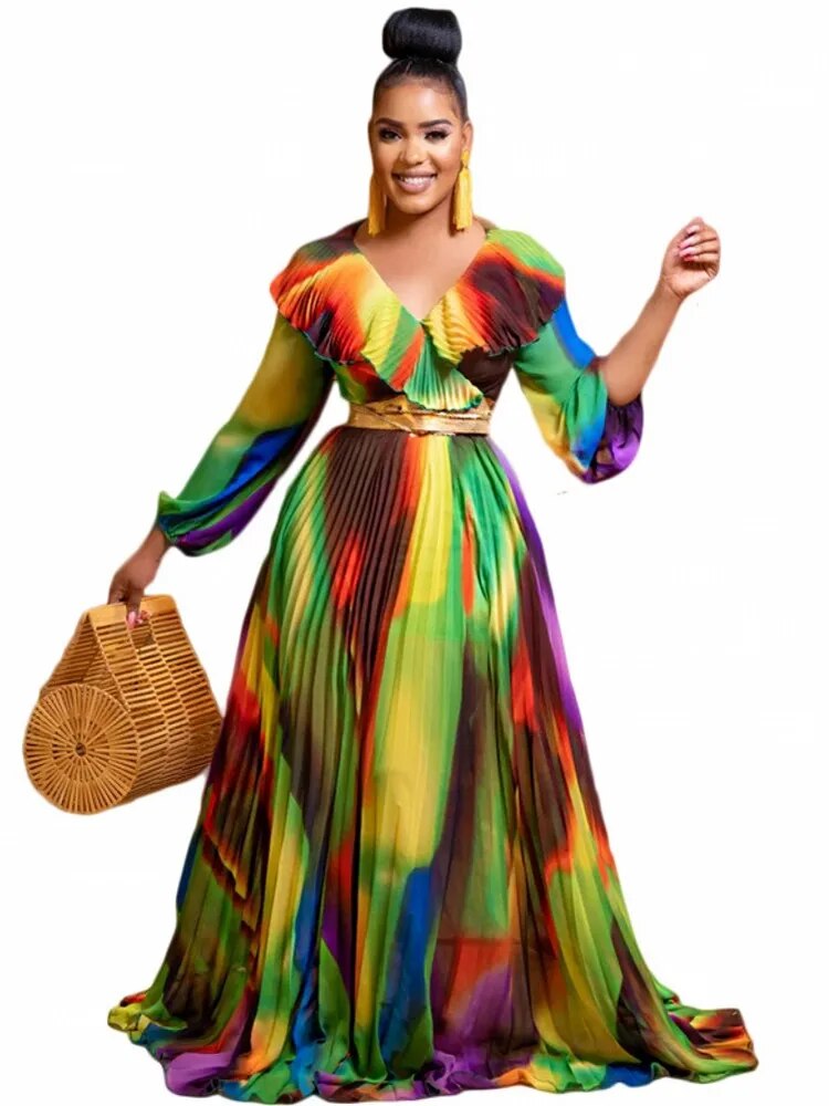 No Belt African Dresses For Women Plus Size 2023 Summer Party Long Sleeve Maxi Dress Elegant Kaftan Muslim Gown Ladies Clothing