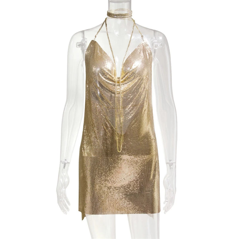 Sexy Silver Sequin Mini Dress For Women Sleeveless Metal Body Chain Pa Mega Mart Center Sexy Silver Sequin Mini Dress For Women Sleeveless Metal Body Chain Pa Mega Mart Center