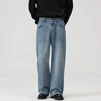Male Classic America Hip Hop Rap Jeans Wide Leg Youth Popular Jeans Men Straight Leg Retro Loose Trousers Oversized Denim Pants