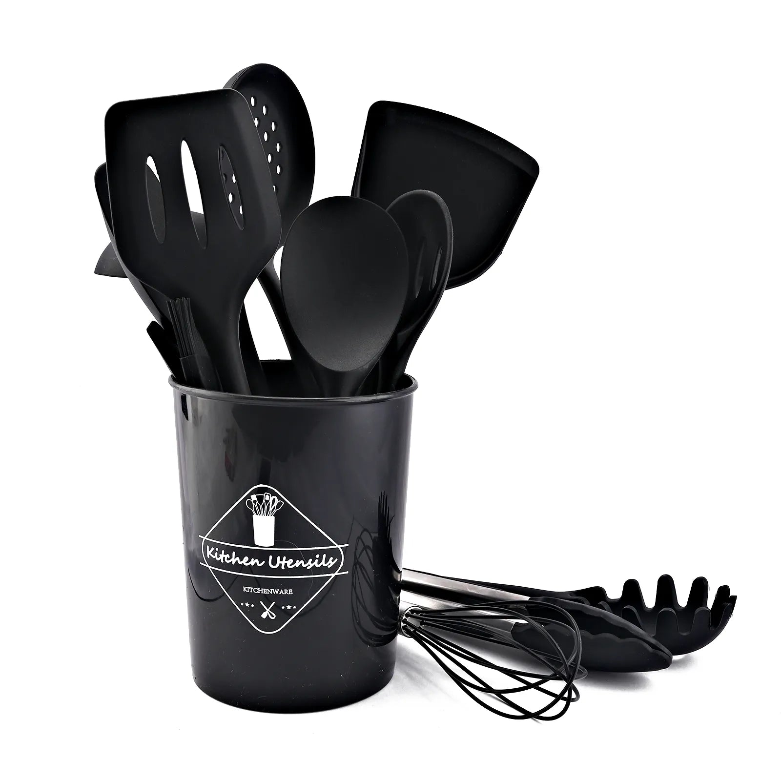 New Black Non-Stick Cookware Silicone Kitchenware Tool Cooking Utensils Set Spatula Ladle Egg Beaters Shovel Kitchen Accessories