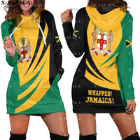 JAMAICA Emblem Country Flag New Harajuku Novelty 3D Print Autumn Hoodie Dress Women Casual Wear Long Sleeve Hooded Dress-3