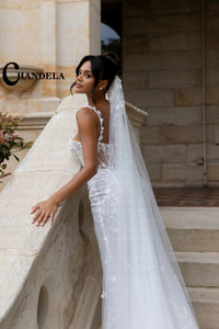 CHANDELA Fancy Sweetheart Wedding Dress Bridal Spaghetti Strap Lace Appliques Zipper with Button Mermaid Vestidos Customised