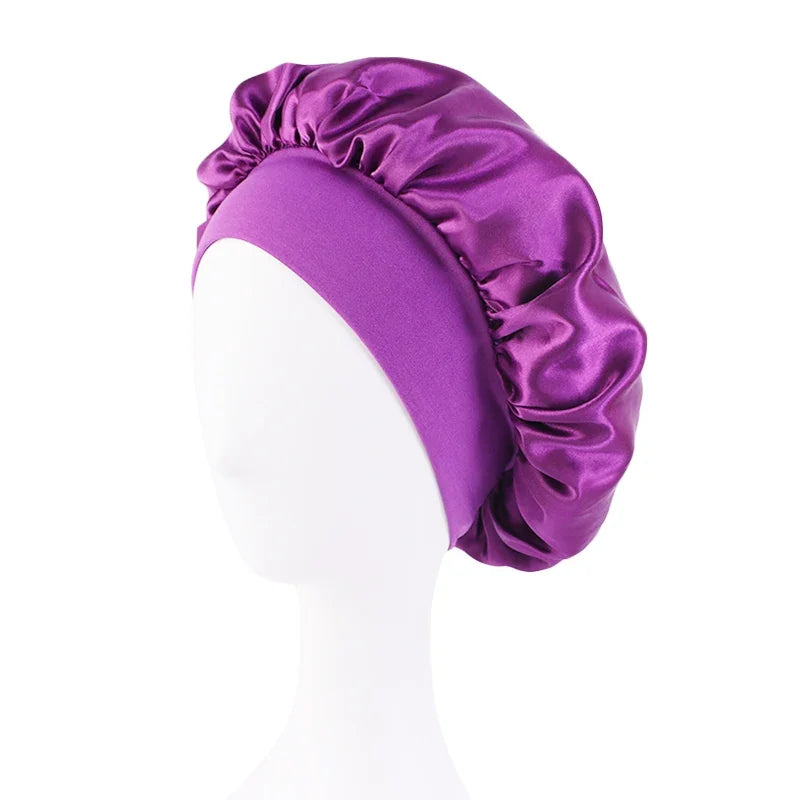 Satin Wide-brimmed Nightcap Styling Silk Headband for Sleeping Nightcap with Elasticated Floppy Band Cap Hair Shower Cap
