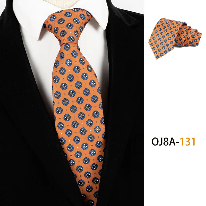 Fashion 8CM Mens Necktie Print Patterns Classic Neck Ties For Man Groom  Handfeel Polyester Necktie Business Wedding Accessories