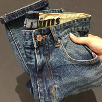 High Level Blue Jeans Men's European Straight Thick Fashion Brand Korean Fashion Men's Pants Street Wear Boyfriend Baggie Jeans