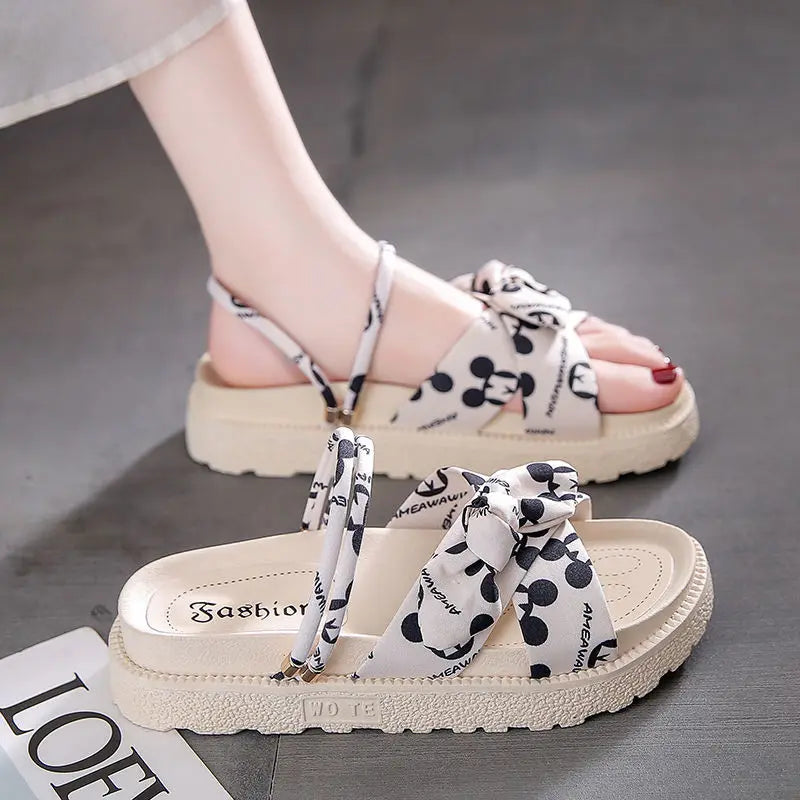 Sandals for Women Platform Strappy Orthopedic Summer New Comfortable Roman Sandals Woman Butterfly Flat-heeled Shoes Trend 2024