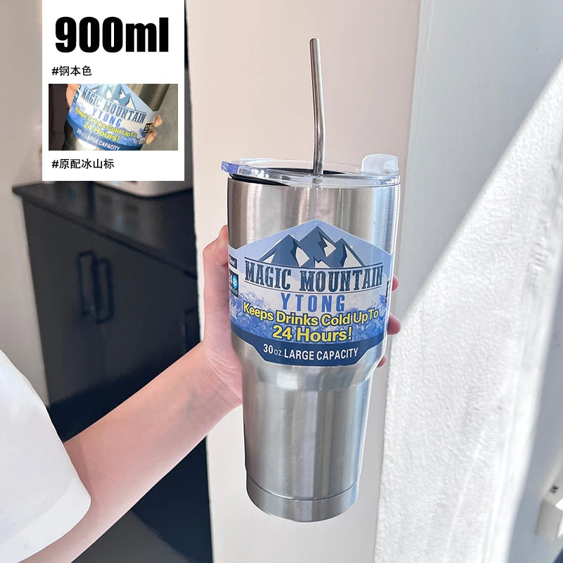 Large Capaci Stainl Steel Thermal Cup Creative g Ice King Car Beverage Insulated Water Cup Faionable St Lid G...