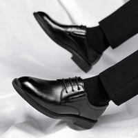 3 6 8cm Heel Men's Dress Shoes New Designer Cow Leather Increase Casual Spring Autumn Black Platform Wedding Shoes Male