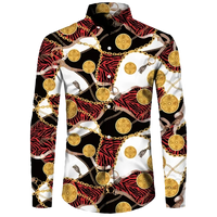 Fashion Luxury Golden Flower Print Men's Shirts Baroque Style Short/Long Sleeve Lapel Button Up Tops Social Hawai Party Cardigan