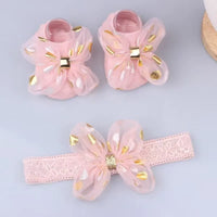 Baby Headband Sock Set, Soft and Comfortable Headband, Baby Crown Flower Headband, CHILDREN'S Boat Socks, Floor Socks