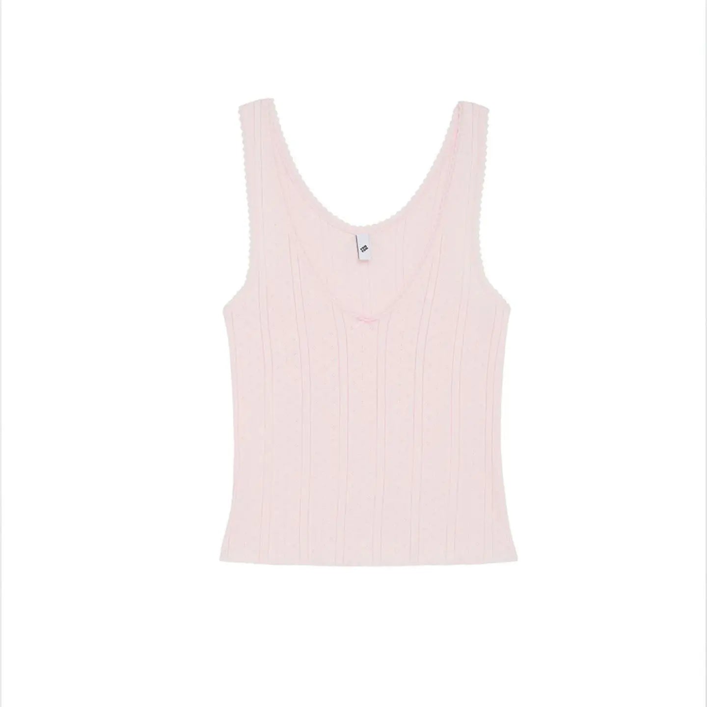 COU Pink and White Lace Trim V-Neck Backless Top, Custom Dyed Pure Cotton Jacquard Comfort Fabric