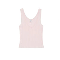 COU Pink and White Lace Trim V-Neck Backless Top, Custom Dyed Pure Cotton Jacquard Comfort Fabric
