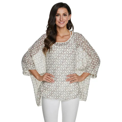 BHflutter White Blouse Shirt Women Fashion Batwing Casual Summer Tops Tees Ladies Print Chiffon Blouses Streetwear Plus Size